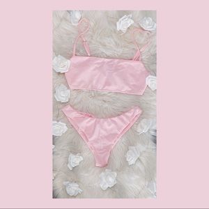 NWOT Pink Large Zaful Bandeau High Waisted Bikini